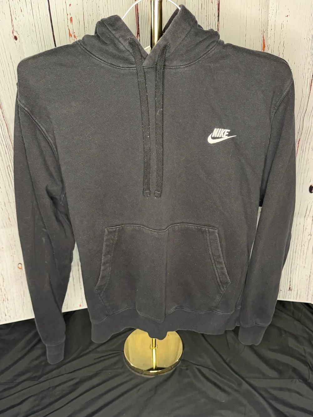 Nike Black Pullover Hoodie with White Swoosh 0364